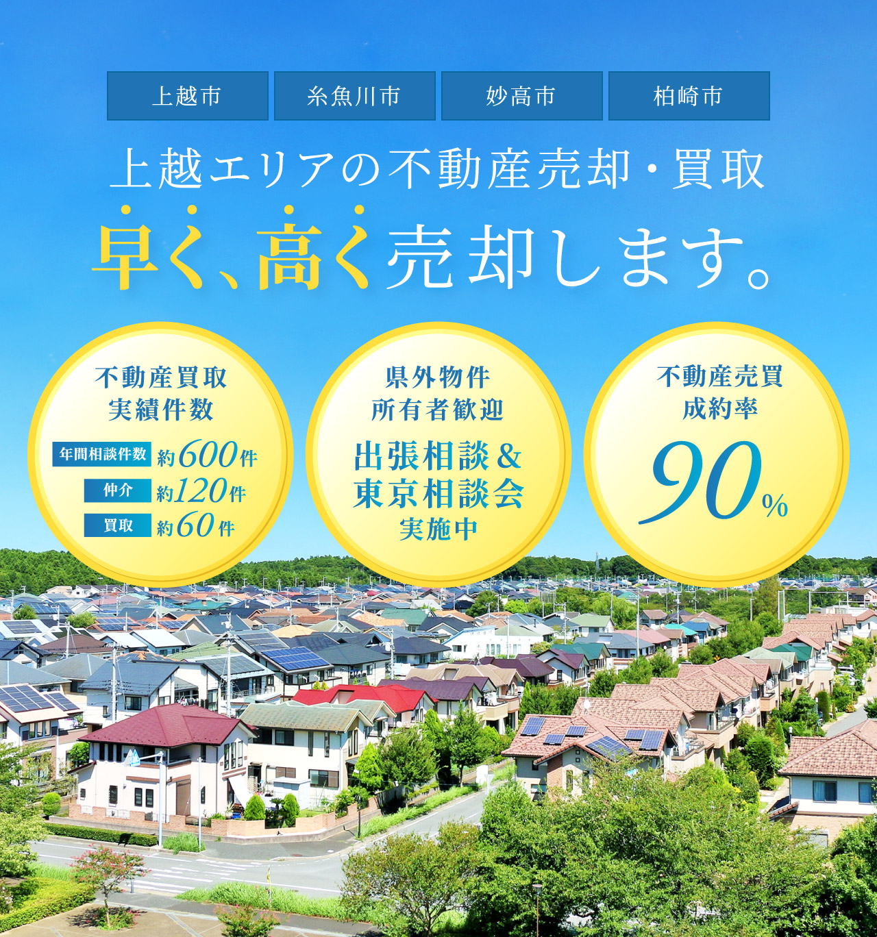 上越エリアの不動産を早く、高く買い取ります。
